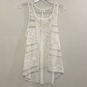 STYLE RACK Tunic Tank Top Sheer Lace High Low.